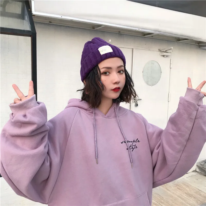 Sudaderas con capucha para mujer Mum grueso terciopelo catido suave letra impresa Simple todo-fósforo bolsillos ocio sudaderas d
