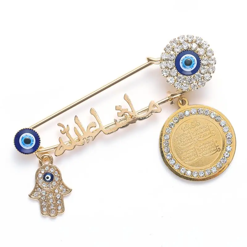 Classic Palm Disc Turkey Evil Eye Brooch Pin for Men Women Islamic Jewelry Muslim Gifts Free Shipping |