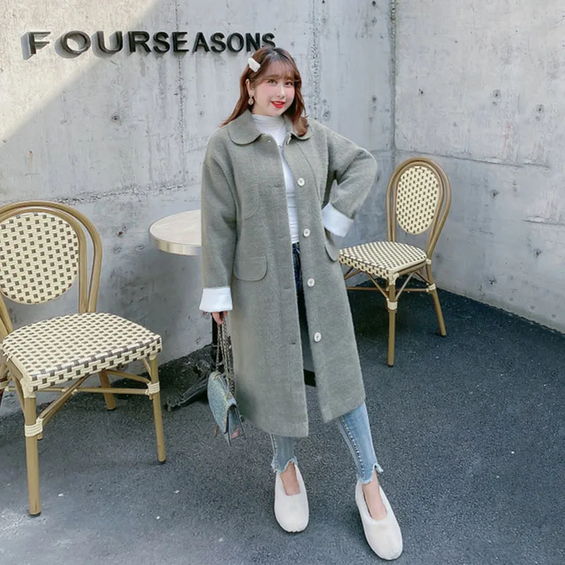 Длинное шерстяное пальто размера плюс, элегантная женская куртка cappotto donna, пальто женское, DZA032