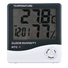 

HTC-1 LCD Electronic Digital Temperature Humidity Meter Thermometer Hygrometer Indoor Outdoor Weather Station Clock