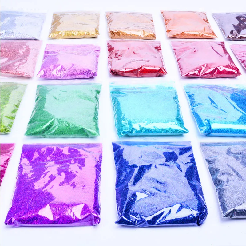  50G/Bag Fine Holographic Nail Glitter Powder Laser Silver Nail Sequins Hexagon Shape Polish Manicur - 32975582244