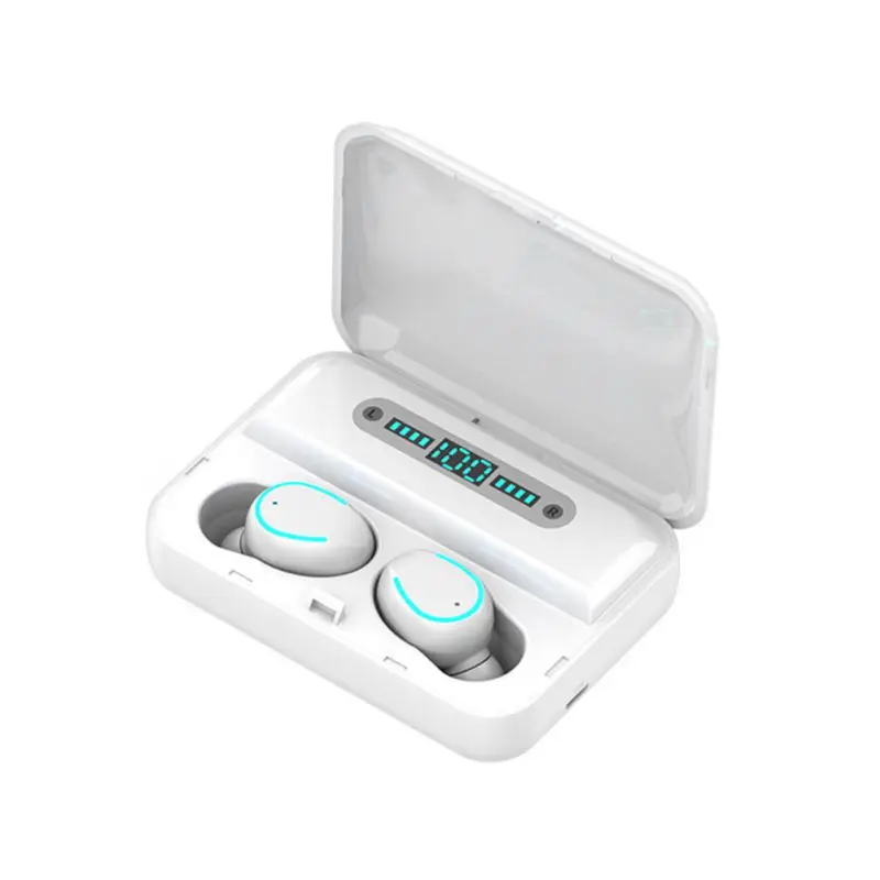 Портативный TWS светодиодный беспроводной Bluetooth стерео 5,0 водонепроницаемый наушники зарядка ведро мини невидимая кнопка - Цвет: Белый