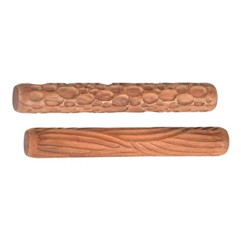 

2Pcs Wood Hand Rollers for Clay Stamp Clay Pattern Roller Texture Printing - Pebble Section & Corrugated Section