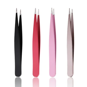 

NEW Professional Stainless Steel Point Tip Eyebrow Tweezers With Bag Eye Brow Hair Face Nose Clips Removal Makeup Tool