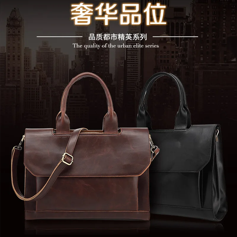 Origional Briefcase Hand Business Shoulder Bag Korean-style MEN'S Bag Stylish GUY'S Bag Retro Shoulder Bag