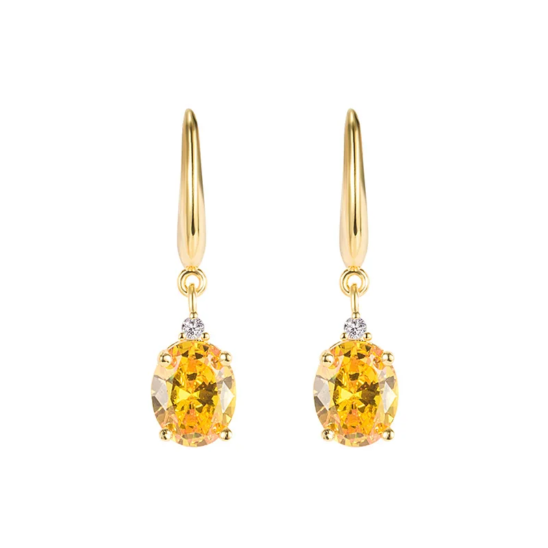 Kylee Oval Citrine Zircon Gemstone Earrings 1