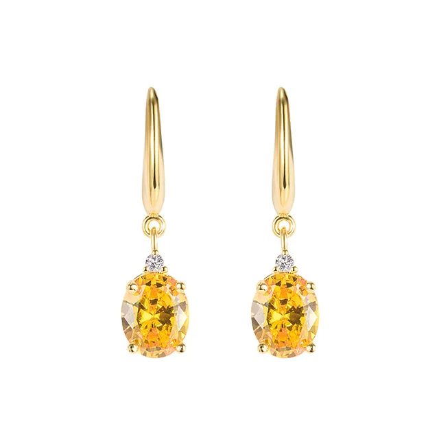 Kylee Oval Citrine Zircon Gemstone Earrings 1