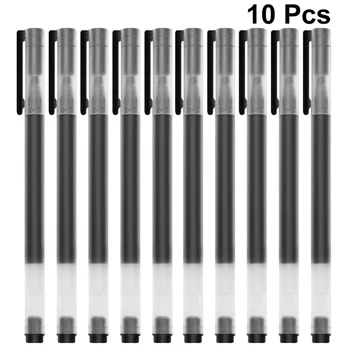 

10pcs Writting Pens Large Ink Capacity Gel Pens Stationery School Office Company Supplies (Black)