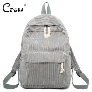 

CESHA Fashion Corduroy Pattern Women's Backpack Preppy Style Soft Fabric Schoolbag Backpack Girls Striped Travel Backpack SAC