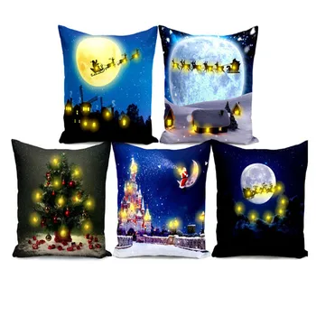 

Christmas LED lantern pillowcase super soft plush Square home cushions luminous decorative pillowcase 45cmX45cm
