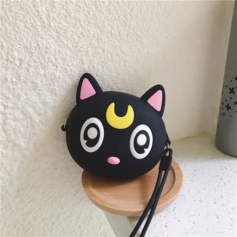 Силиконовый кошелек для монет Kawaii, бумажник "Котёнок", цепочка на молнии, ведро для женщин, женский кошелек, сумки для денег, кошелек, сумка для карт с ремнем - Цвет: 1126025