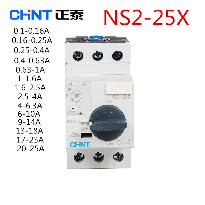 Acionador de partida do motor de chint chnt NS2-25 25X NS2-25/AE AU 11 1,6-2.5a прерыватель двигателя do прерыватель do