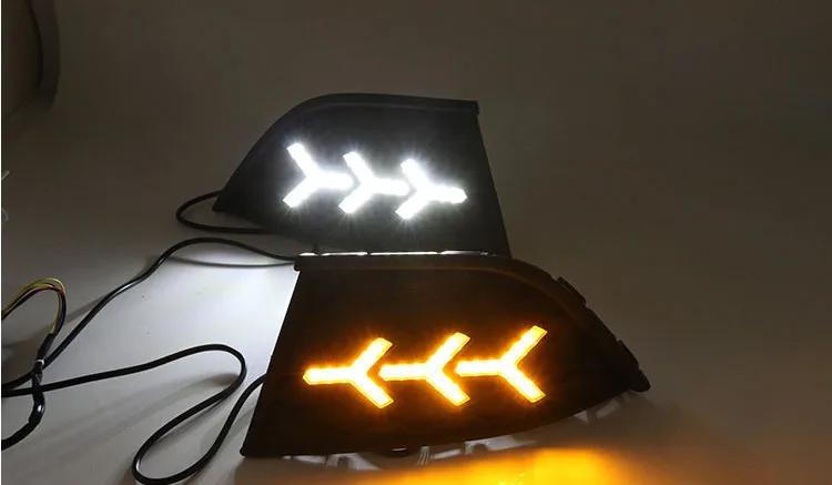 Qirun led drl дневные ходовые огни для MG GT- с динамическим движущимся желтым поворотным сигналом и синим ночным светом