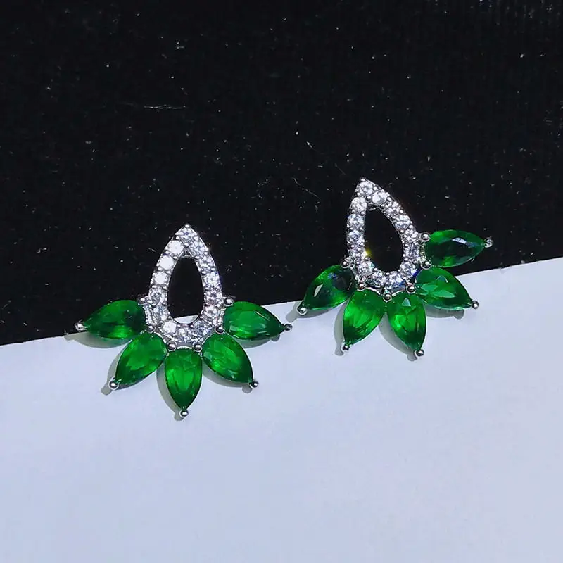Роскошные зеленые ювелирные изделия ААА кубического циркония длинные висячие серьги женские свадебные висячие серьги с кристаллами Аксессуары для платья KE48 - Окраска металла: Green color R