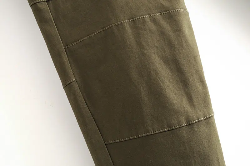 Увядшие Англия простой армейский зеленый стрейч сторона штаны карго с карманами Женские панталоны mujer pantalon femme брюки женские