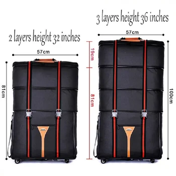 

32 36 inch Large capacity Oxford cloth rolling luggage bag abroad to study and move to move folding trolley suitcase travel bag