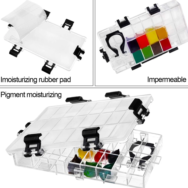 24-хорошо герметичный утечки акварель Краски палитра коробка для акварели, половина объема, акрил, гуашь, масло Краски