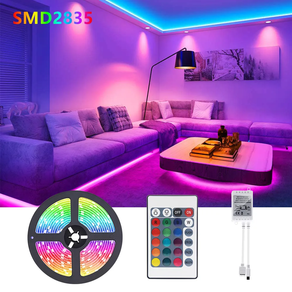 

RGB LED Strip Lamp Waterproof Flexible Strip LED Light Tape rgb Ribbon TV LED Backlight Decoration Lamp 24 Keys Infrared Control