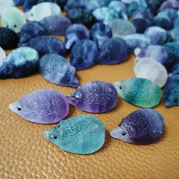 

Mini Fluorite Hedgehog Stone Quartz Crystal Carved Decoration Ornament for Home Office EDF88