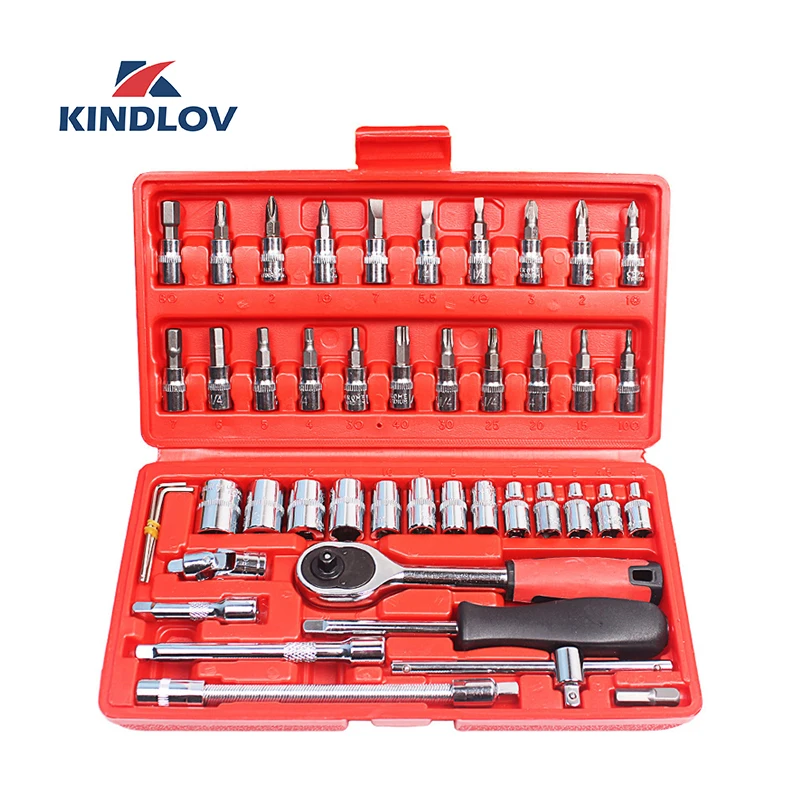 

KINDLOV Screwdriver Set 1/4 Inch 46 In 1 Ratchet Wrench Screw Driver Precision Parafusadeira CR-V Torx Hex Bit Kit Hand Tools