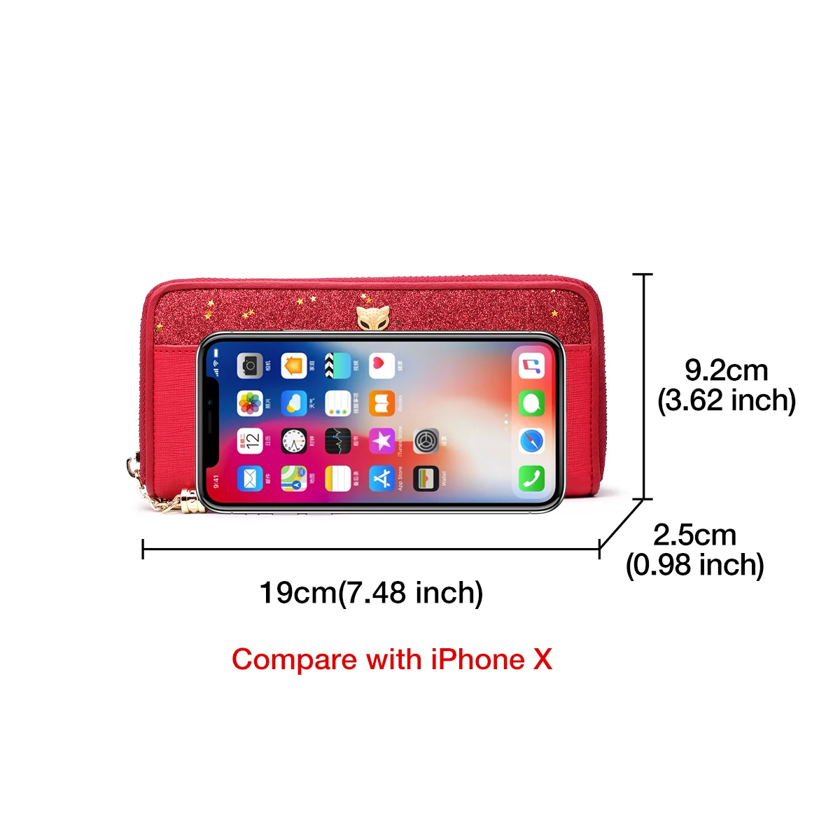 FOXER Women's Wallets Glitter Cowhide Leather Clutch Zipper Wallets with Wristle Female Phone Holder Purse Lady Clutch Phone Bag FOXER Women's Wallets Glitter Cowhide Leather Clutch Zipper Wallets with Wristle Female Phone Holder Purse Lady Clutch Phone Bag