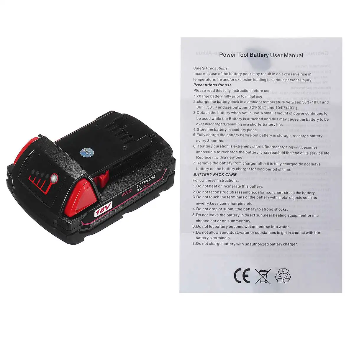 2000mah 18V литиевая Батарея Li-Ion Батарея Мощность инструмент электродрель с зарядным устройством для аккумуляторная отвертка Батарея для Милуоки M18 - Цвет: 2000mah