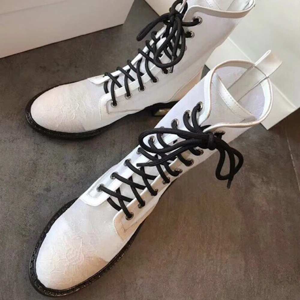 

Women's Boots Lace Autumn Boots New Fashion Ladies Shoes Pearl Ankle Boots Hot sell Breathable Shoes Comfortable Boots For Woman