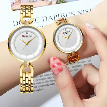 

32MM Small Case Elegent Women Watches Gold Stainless Steel Fashion Quartz Watch Female Curren Montre Femme Relogio Feminino xfcs