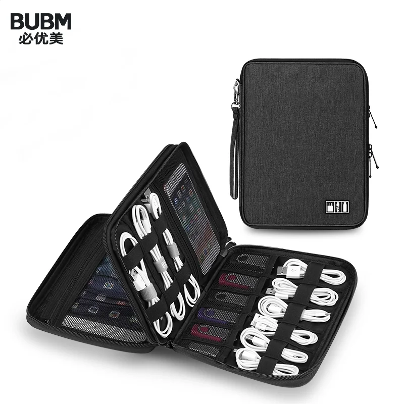 BUBM 범용 가제트 정리 USB 케이블 보관 가방, 여행용 전자 액세서리 파우치 케이스, USB 충전기, 보조 배터리, HDD 홀더