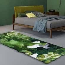 Нордическая зеленая серия 3D узор ручной работы шерсть смешивание области прикроватный ковер, пасторальный стиль квадратное украшение прикроватный ковер