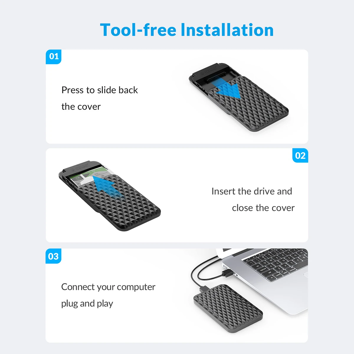 External HDD Case USB 3.0 to SATA 5Gbps for 7-9.5mm 2.5 inch SATA hd externo for PC