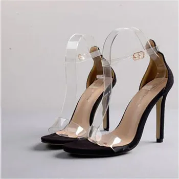 

Season 2020 simple transparent sandals with thin heels