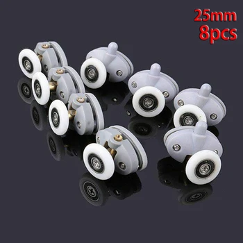 

8pcs/Set Shower Room Bathroom Cabin Single Pulley Roller Wheels 23mm/25mm Hardware Pulley Shower Door Roller
