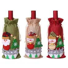 Мультфильм Санта Клаус Снеговик Лось крышка для бутылки с красным вином сумки Рождественский Декор Стола