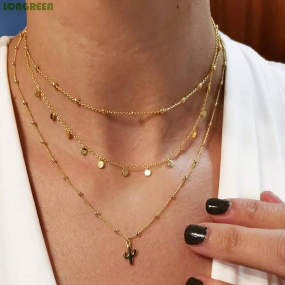 Multilayer Crystal Women Necklace Fashion Jewelry Moon Party Chains For Girls Ladies Kolye Collier Collares Naszyjnik | Украшения и