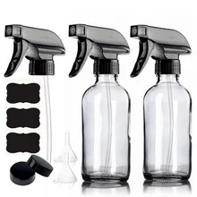 2pcs 250ml Large Clear Glass Spray Bottle with Trigger Mist Stream Sprayer Storage Cap Chalkboard Labels for Essential Oils Hair 2pcs 250ml Large Clear Glass Spray Bottle with Trigger Mist Stream Sprayer Storage Cap Chalkboard Labels for Essential Oils Hair