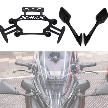 

Motorcycle Stand GPS Bracket Mobile Phone Navigation Plate Bracket Rearview Mirrors Set for Yamaha XMAX300 2017 2018 2019