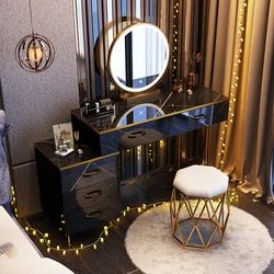 Tocador de montaje para dormitorio, cajón de maquillaje, espejo con luces y juego de mesa, almacenamiento de maquillaje con patas de Metal, 80cm