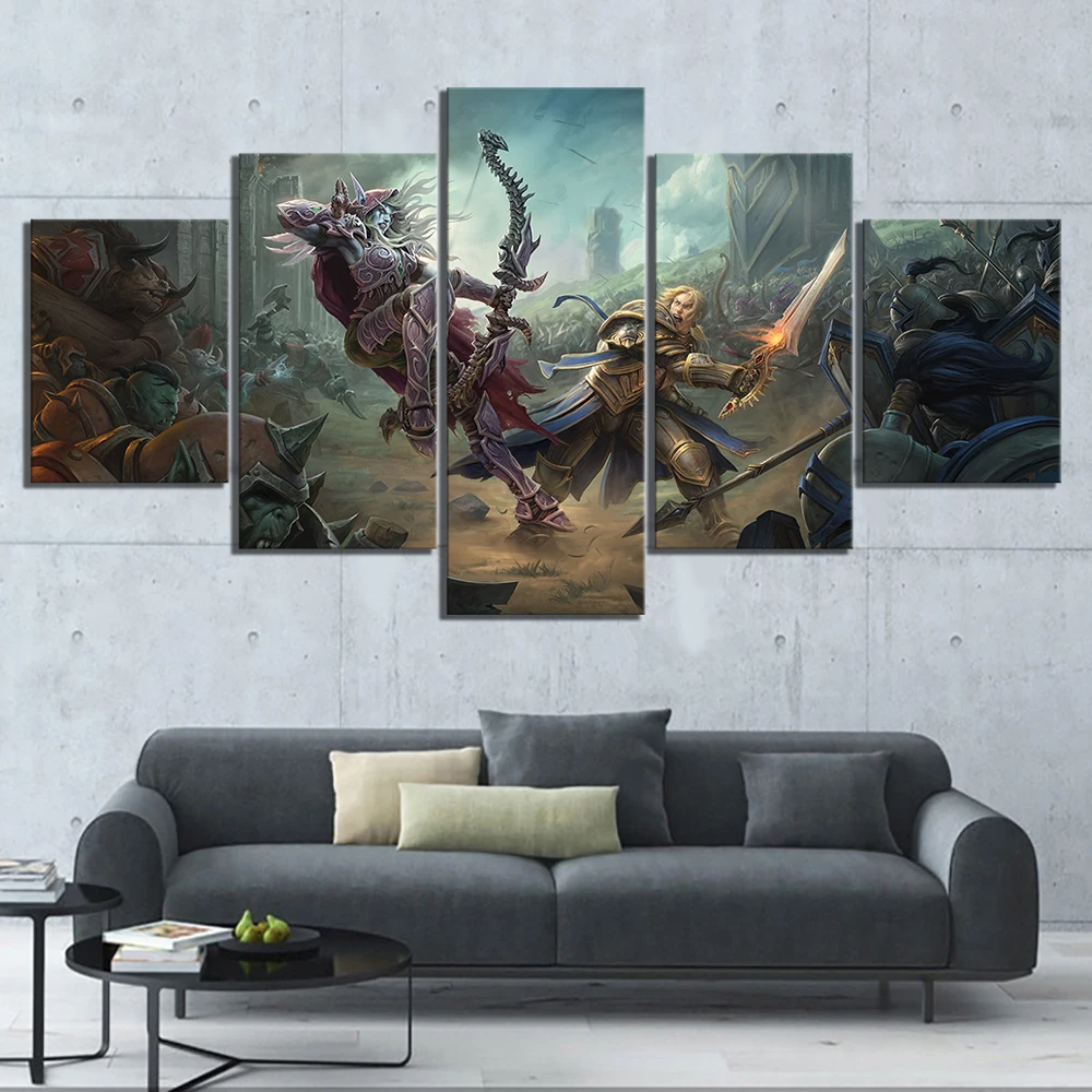  5 Piece Video Game WOW DOTA 2 Painting Poster Decorative Mural Art Room Wall Decor Canvas Painting 