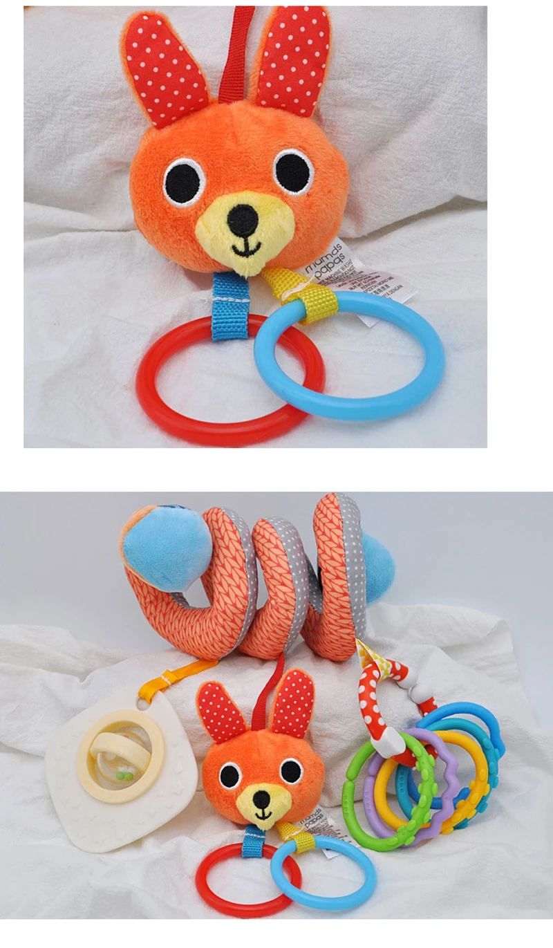 Xweptuy Jouet Spirale Poussette Bébé – Animaux En Peluche Grinçants, Éveil Sensoriel 0-6 Mois, Attache Landau & Berceau