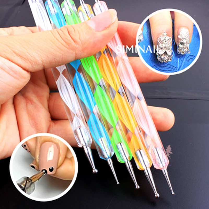 5Pcs Wood Wooden Nail Art Polish Dot Painting Dotting 2 ways Pen Tips Tool  USA