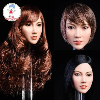 

1/6 Scale Asian Women Head Sculpt YMT021 Beauty Qian Female Head Carved Model for 12'' TBLeague Suntan Color Action Figure Body