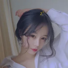 LANLAN микро-ролл Сплит на обеих сторонах 8-характер настоящие волосы Невидимый романтический темперамент воздушный дракон челка парик