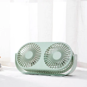 

360 Degree Chargeable Summer Double-Head USB Cooling Personal Fan 3 Adjustable Speeds for Office Outdoor