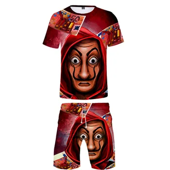 

Salvador Dali La casa de papel season 4 3D Suit Women Two Piece Set Shorts+ T-shirt Harajuku Money Heist Hot Sale Sets
