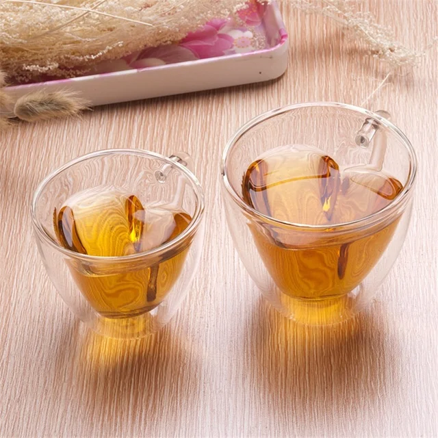 Heart Double Glass Cup 6