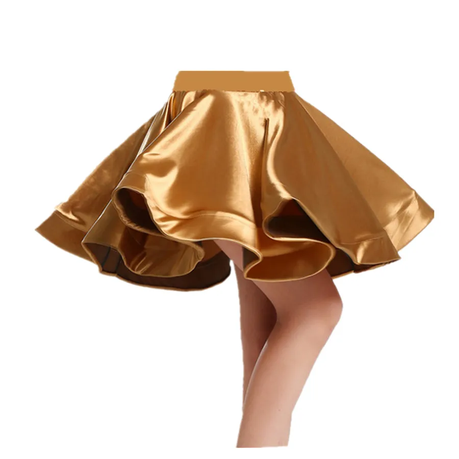 New Kids Girls Velvet Latin Dance Dresses Gymnastics Dancewear Tango Salsa Costume Big Circle Ballroom Skirt For Girls