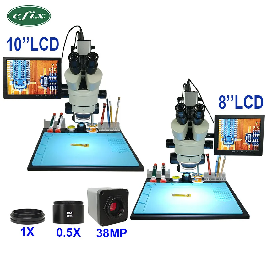 Efix 38MP 3 5 90X 10 'Ǝ'' паяльный Тринокулярный Стерео микроскоп стойка объектив HDMI