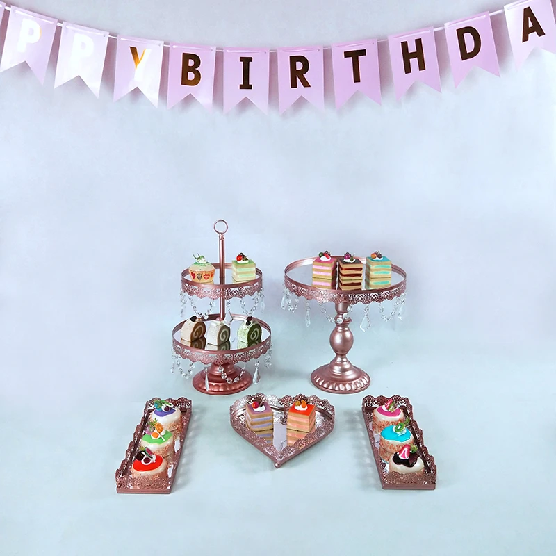 5pc mirror gold cupcake stand Desserts display rack decoration arrangement wedding cake stand set birthday cake decorating tools