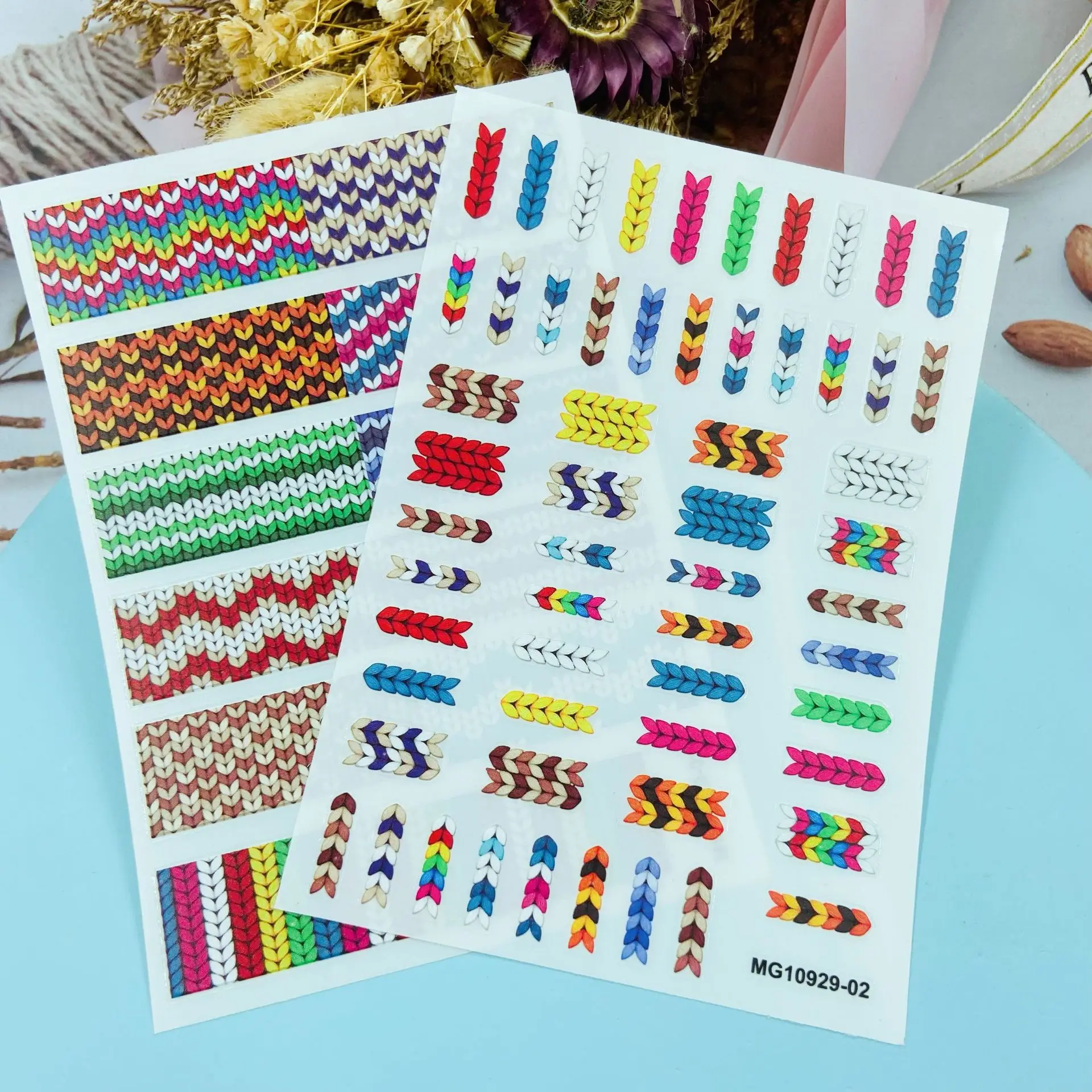 

Colorful Yarn Pattern Nail Art Stickers Self-adhesive Transfer Decals 3D Slider DIY Tips for Nail Decoration Nail Art Parcels
